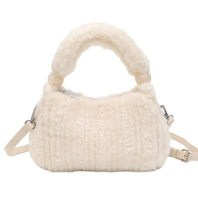 Plush Faux Fur Hobo Handbag