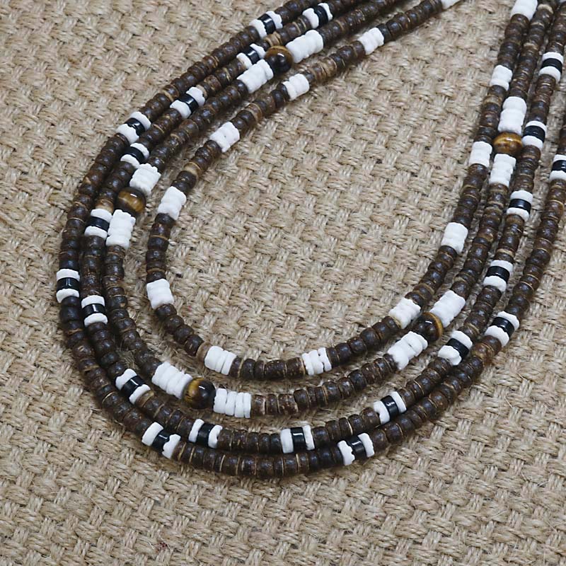 Men Tribe Ethnic Coconut Shell Necklace Men - Dazpy