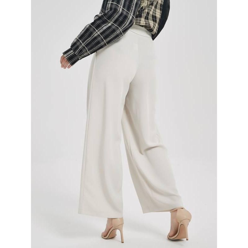 Pantalones elegantes de pierna ancha y cintura alta para mujer