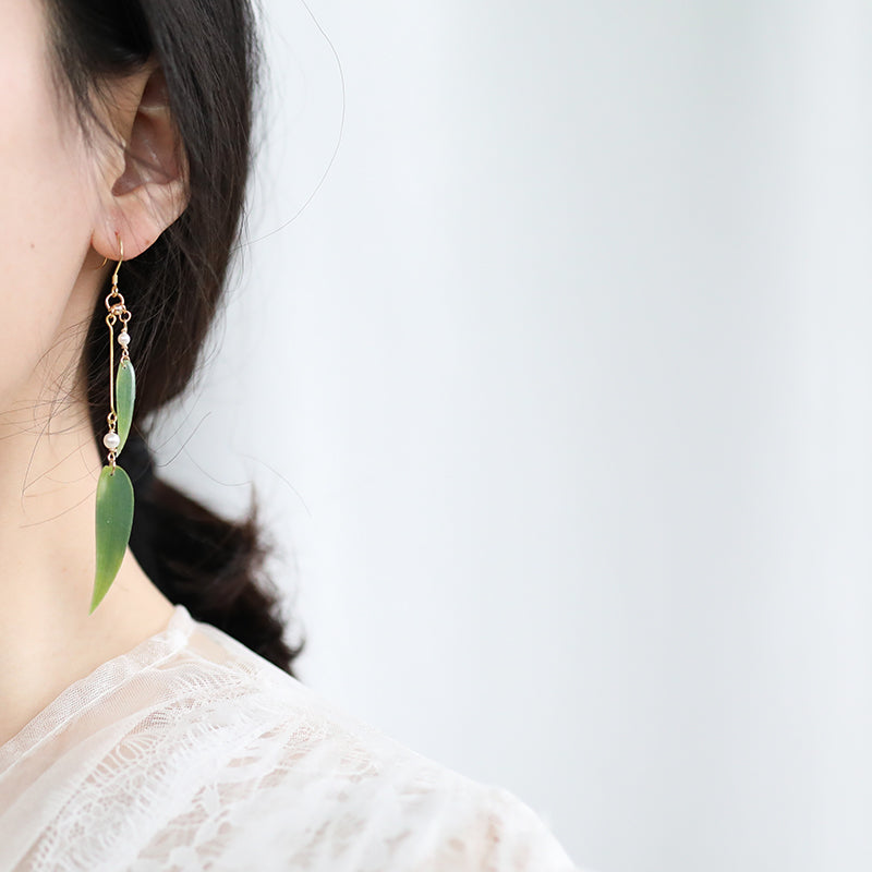 Simulation Leaf Bamboo Leaf Cheongsam Earrings - Dazpy