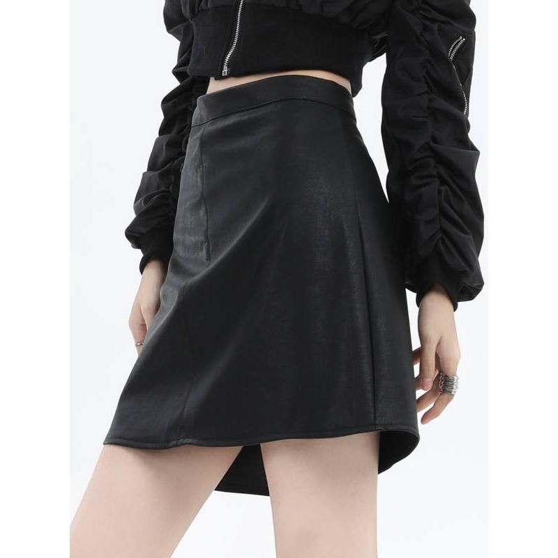 Chic Faux Leather High Waist Mini Skirt for Women – Autumn/Winter Collection