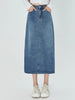 Classic Blue A-Line Midi Denim Skirt