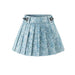 90s Retro Sequin 2-piece Skirt Set: Off-the-Shoulder Corset Top with Mini Pleated Skirt