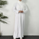 Vestido largo de manga larga con cuello redondo para mujer