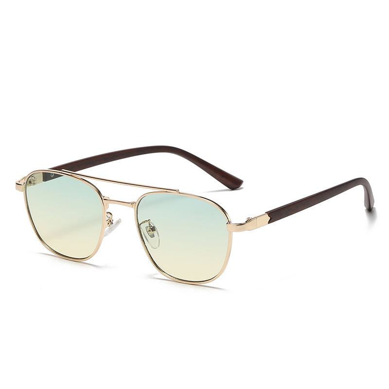 Trendy ovale Vintage-Sonnenbrille mit Holzrahmen für Damen