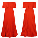 Women's Off-Shoulder Pleated High-Waist Dress