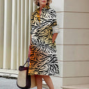 Women's Digital-Print Stretch A-Line Midi Dress