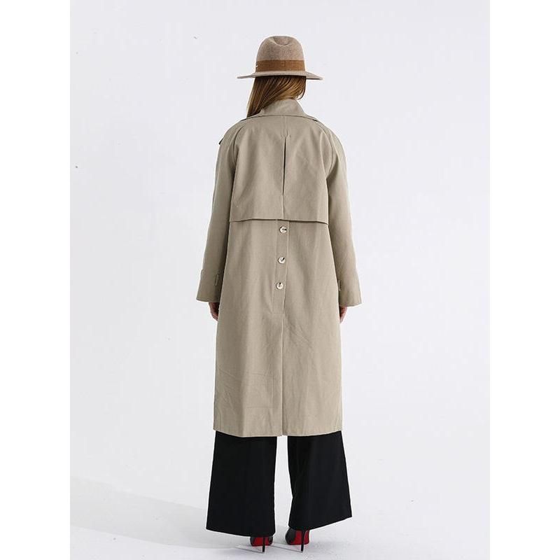 Schicker Herbst Langer Trenchcoat mit Stehkragen und Taillenbandage