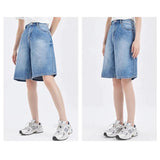 High-Waisted Straight Denim Shorts for Women