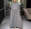 Women's Cotton Knit Midi Dress with Pockets