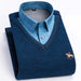 Fleece-lined Thickened Fake Shirt Collar Pullover Leisure Warm Sweater