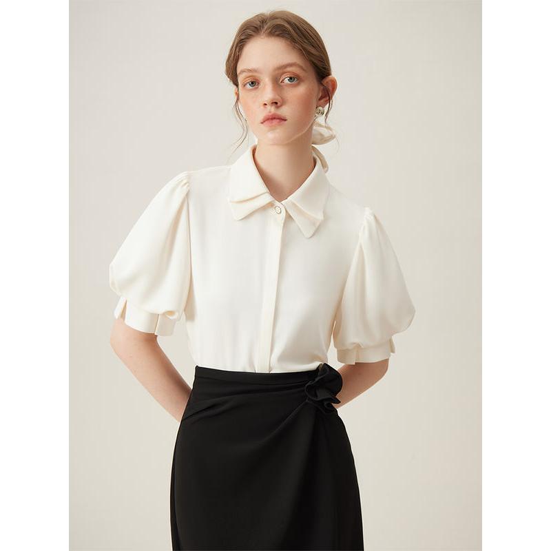 Camisa elegante con cuello polo de verano para mujer