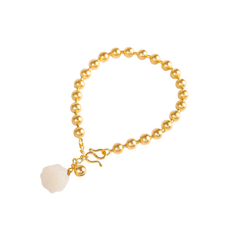 Fashion Simple White Jade Lotus Bracelet - Dazpy