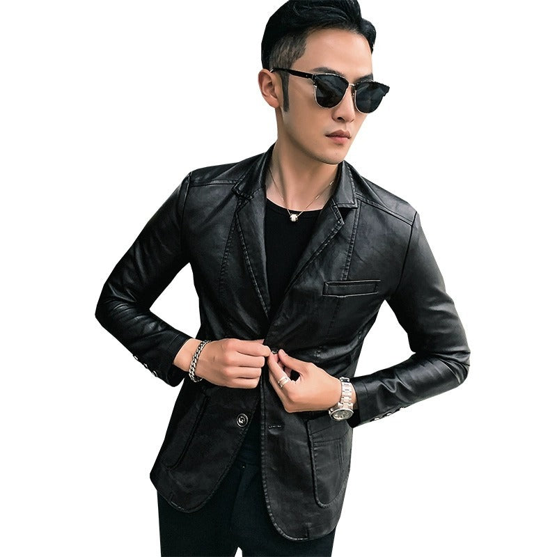 Fashion Casual Men's Suit Leather Jacket