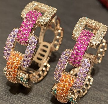 Sweet And Elegant Rainbow Hoop Earrings - Dazpy