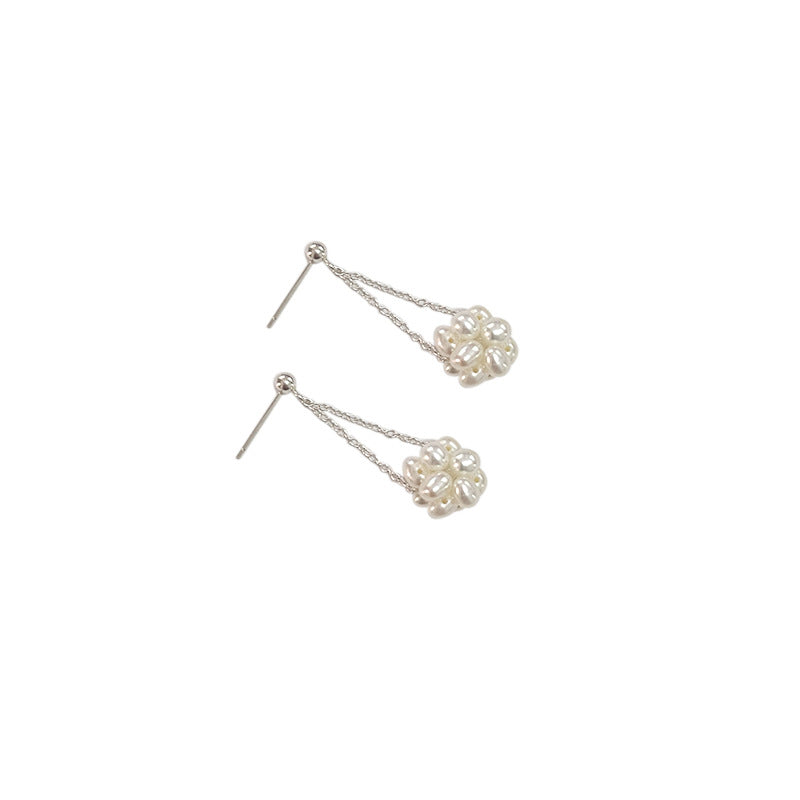 Women's Handmade Woven Flower Ball Earrings - Dazpy