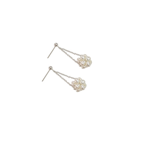 Women's Handmade Woven Flower Ball Earrings - Dazpy