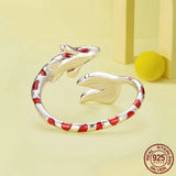 S925 Sterling Silver Red Lucky Koi Ring - Dazpy