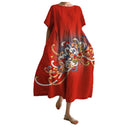 Vestido holgado de cuello redondo con estampado de efecto 3D para mujer