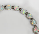 Silver Plated Oval Opal Bracelet Women's Jewelry - Dazpy