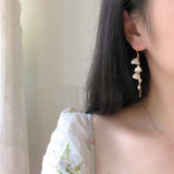 Handmade Flower Bell Orchid Petal Flower Long Tassel Earrings - Dazpy