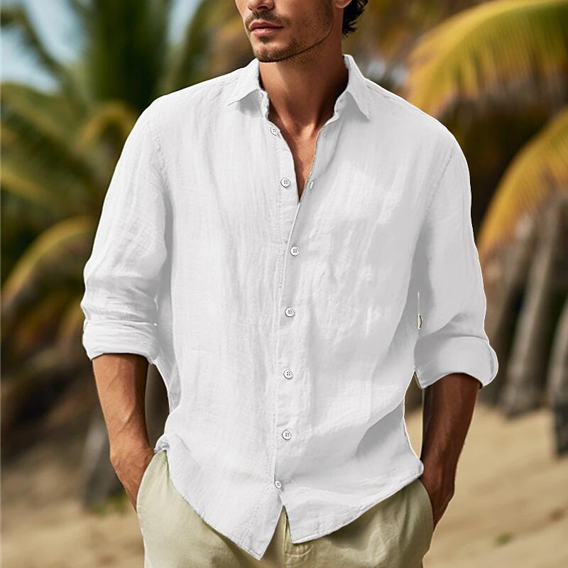 Camisa casual de color sólido de talla grande para hombre