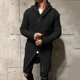 Sweater Cardigan Solid Color Hooded Long Knit Jacket