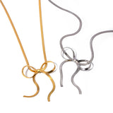 18K Gold Plated Bowknot Snake Chain Necklace – Chic, Minimalist, Waterproof