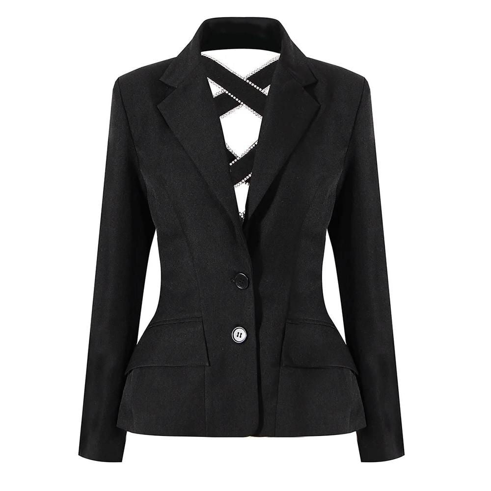 Blazer mit Diamant-Aushöhlung und Fliege für Damen