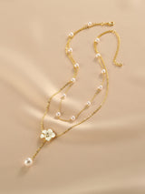 Double-layer Camellia Necklace Exquisite Stacking Design - Dazpy