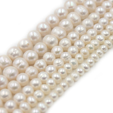 White Freshwater Pearl Round Beads Loose Beads Accessories - Dazpy