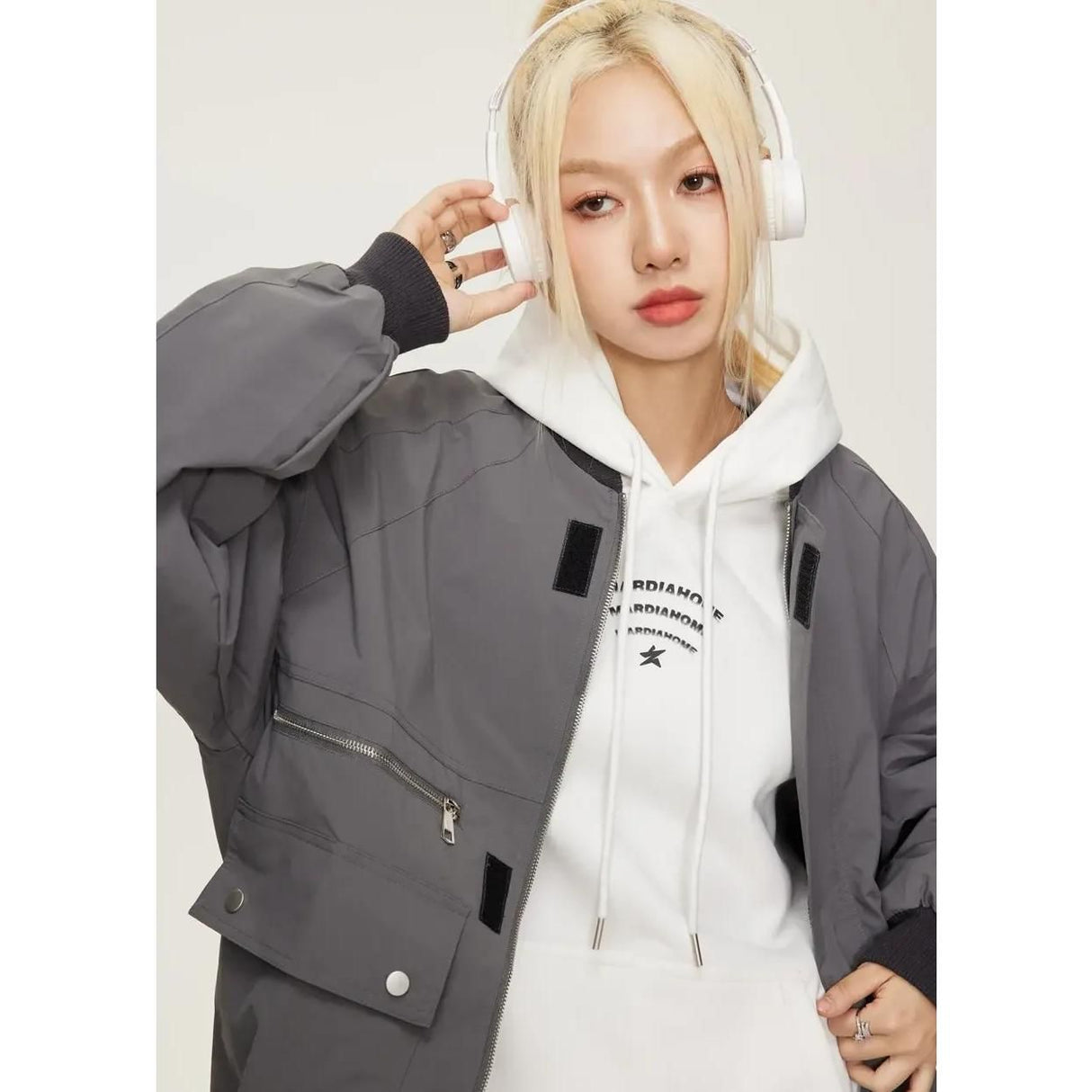 Streetwear Women's Bomber Jacket with Pockets