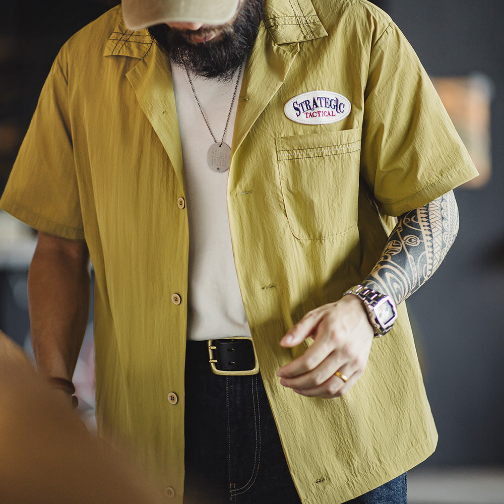 Vintage Cuban Collar Embroidered Short-Sleeved Shirt