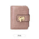 Cartera corta multifuncional de cuero PU retro con cierre giratorio