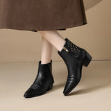 Botines elegantes estilo western para mujer con cremallera lateral