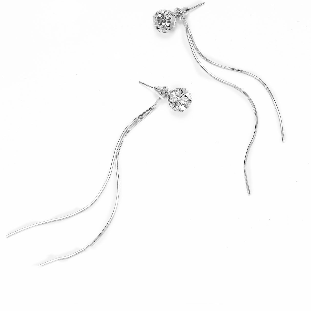 S925 Silver Tassel Long Round Face Delicate Niche O Diamond Stitching Earrings - Dazpy