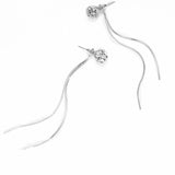 S925 Silver Tassel Long Round Face Delicate Niche O Diamond Stitching Earrings - Dazpy