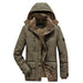 Plus Size Men's Cotton-padded Coat Multi-pocket Fleece-lined Thickened