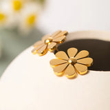 Summer Stainless Steel Light Luxury 18K PVD Plated Daisy Stud Earrings