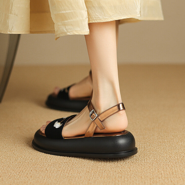 Embroidered Comfort Platform Sandals - Casual Thick-Soled Fashion Shoes for Women