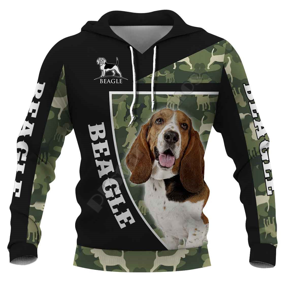 Sweatshirt mit Kapuze und Camouflage-Hund im 3D-Digitaldruck