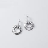 S925 Silver Simple Diamond Inlaid Round Earrings Female - Dazpy