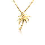 Halskette mit Palmenanhänger aus Edelstahl in Gold - Böhmischer Schmuck für Sommer, Meer und Strand