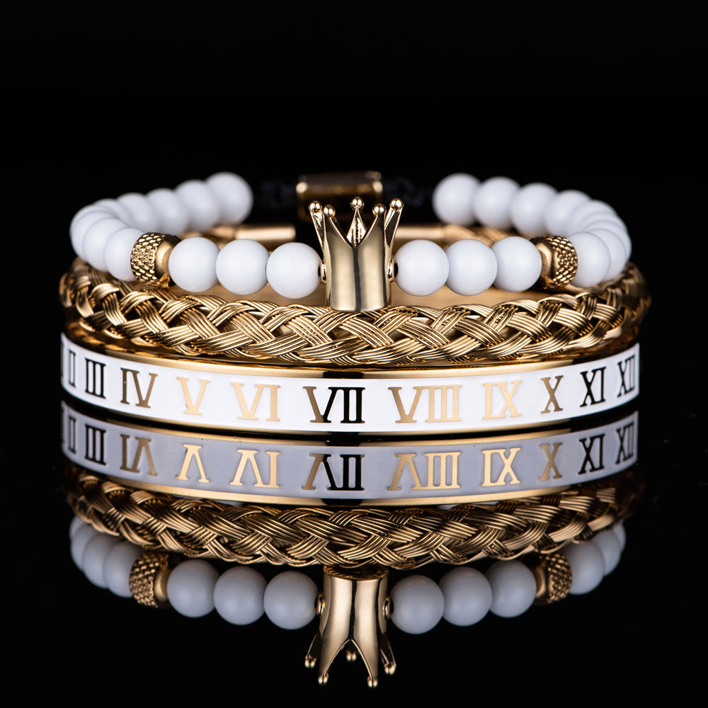 Crown With Roman Numerals Stainless Steel Bracelet - Dazpy