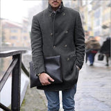 Men's British Men's Mid-length Long-sleeved Woolen Coat