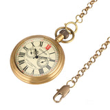 Brass Uncovered Roman Characters Five-pin Manual Manipulator Large Pocket Watch - Dazpy