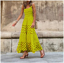 Vestido acampanado con tirantes y estampado para mujer