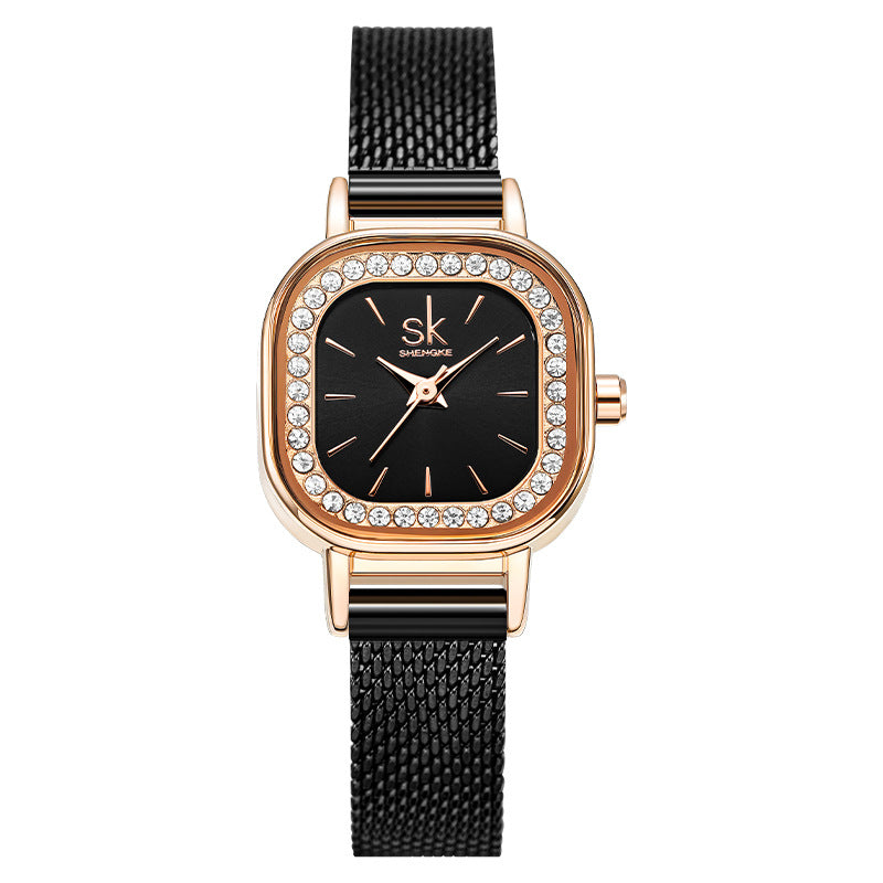 Watch Women's Square Mesh Belt With Diamond Watch - Dazpy