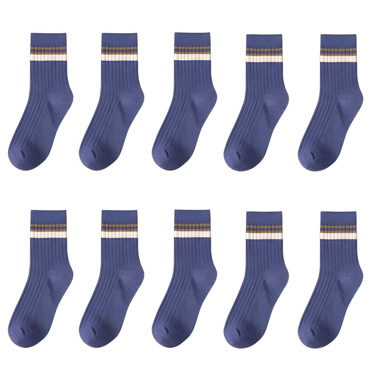 10 Paar gestreifte Baumwollsocken für Herren