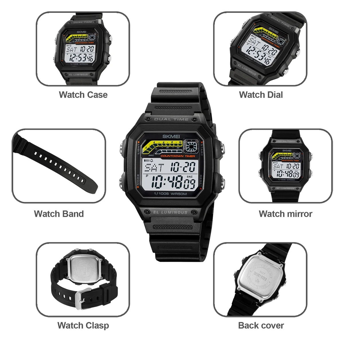 Reloj deportivo digital militar para hombre